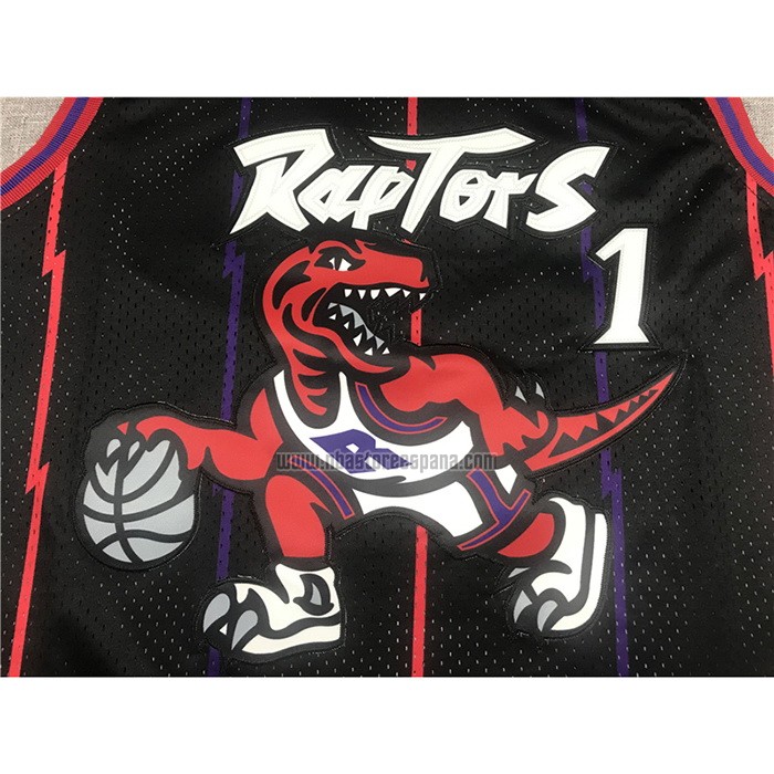 Camiseta Toronto Raptors Tracy Mcgrady NO 1 Mitchell & Ness 1998-99 Negro2